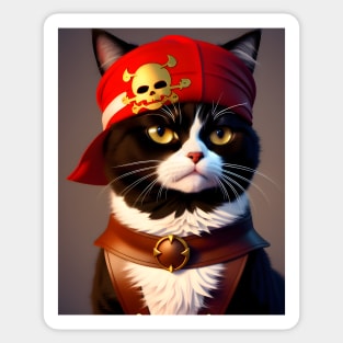 Pirate Cat- Modern Digital Art Sticker